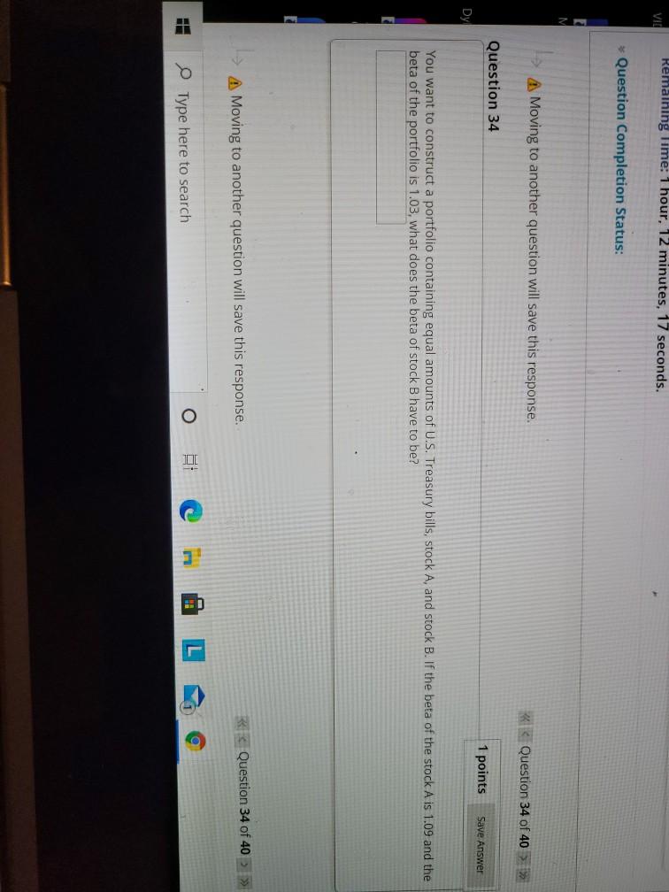 points Save A stock has a beta of 1.5 and an expected