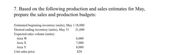 please show all the work 7. Based on the following production and