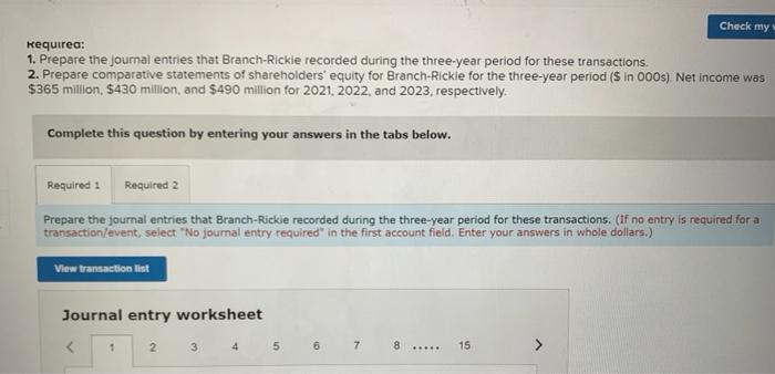 the shareholders' equity of Branch-Rickle Corporation during the period 2021-2023. At December