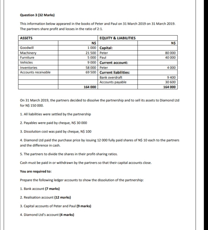 Question 3 (32 Marks) This information below appeared in the books