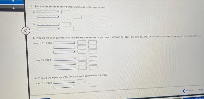 Tabias or your calculator to complete the requirements below. Ramon Company signed