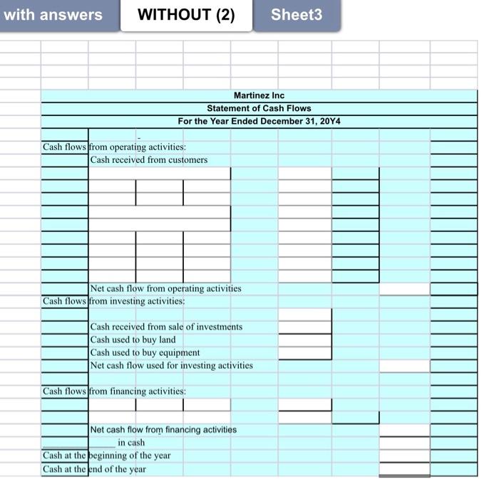 complete the second sheet with direct method (data available in the first