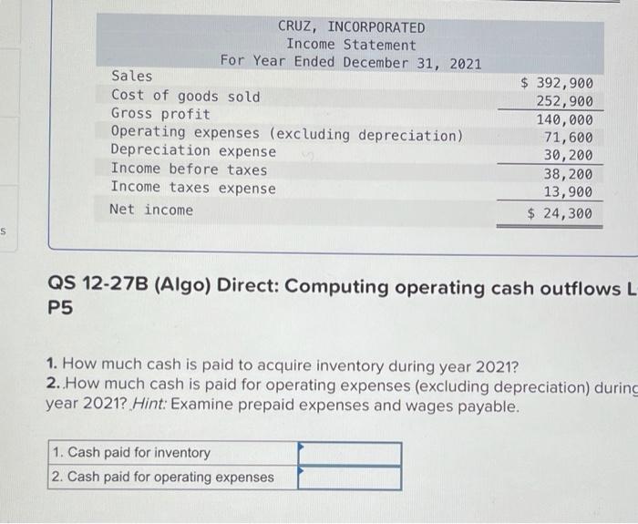 (Algo) [The following information applies to the questions displayed below.) A comparative