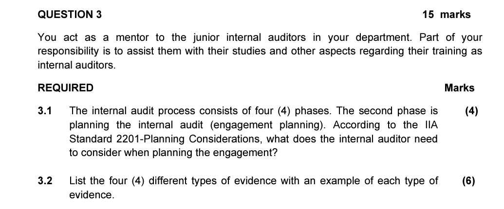  QUESTION 3 15 marks You act as a mentor to the