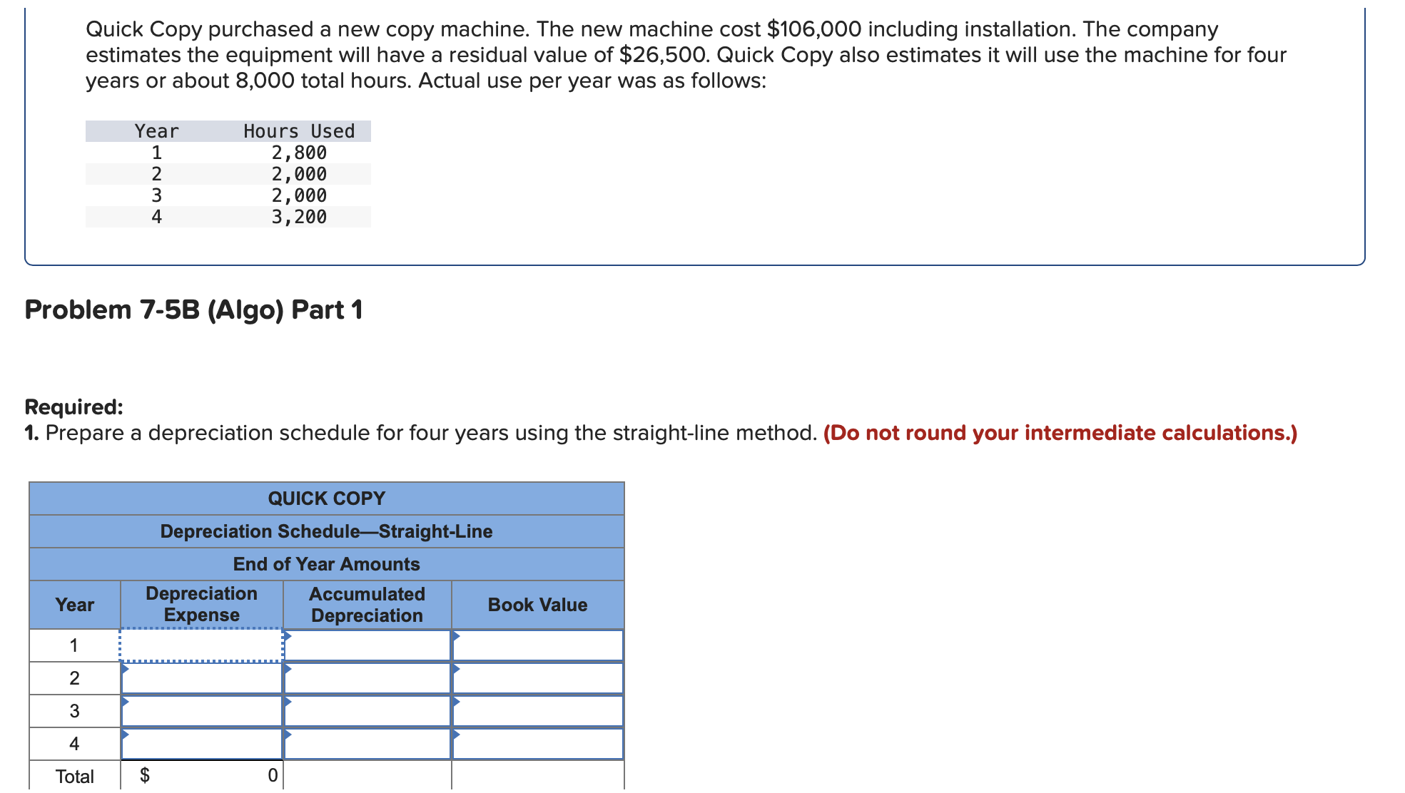  Quick Copy purchased a new copy machine. The new machine cost