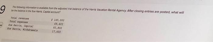  9 The briewing information is available from the adjusted trial balance