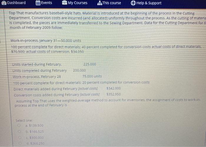  Dashboard Events My Courses This course Help & Support Top That