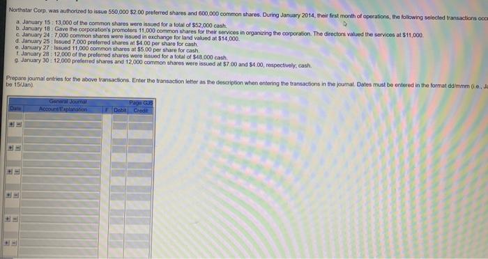$2.00 preferred shares and 600,000 common shares. During January 2014, their first