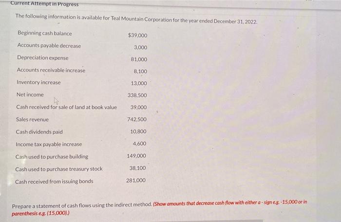  Current Attempt in Progress The following information is available for Teal