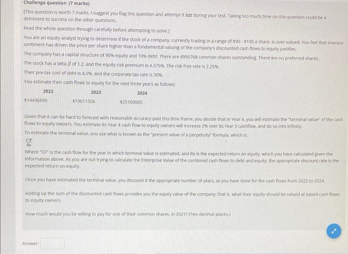  Challenge question (7 marks) [This question is worth 7 marks. I