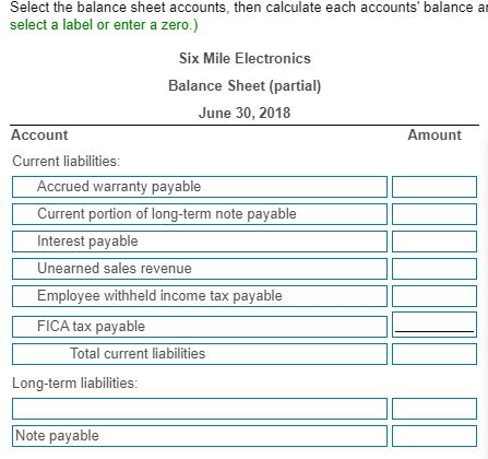 I need help with an accounting study. Select the balance sheet accounts,