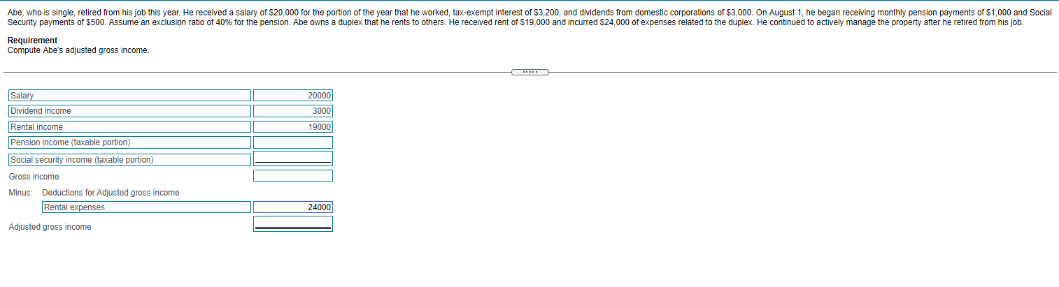 I only need help solving the taxable portion of the pension income