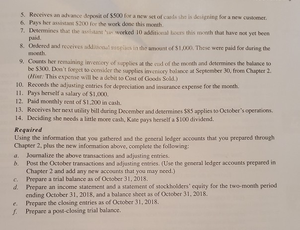 Serial Problem: Kate's Cards from Chapters 1 and 2.) SP3. Getting ready