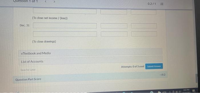 months ended December 31, 2019. (Enter negative amounts using either a negative