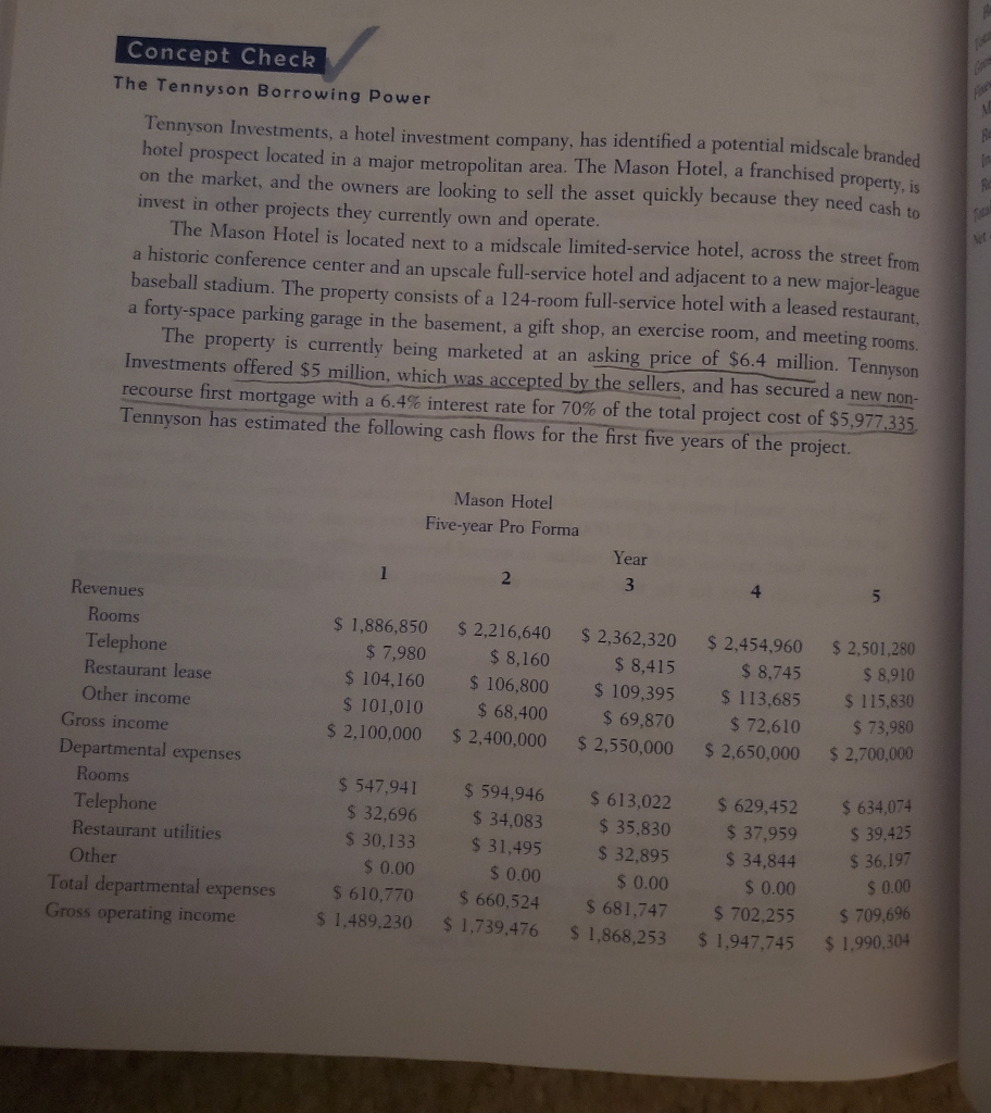  Need help answering question #4. Concept Check The Tennyson Borrowing Power