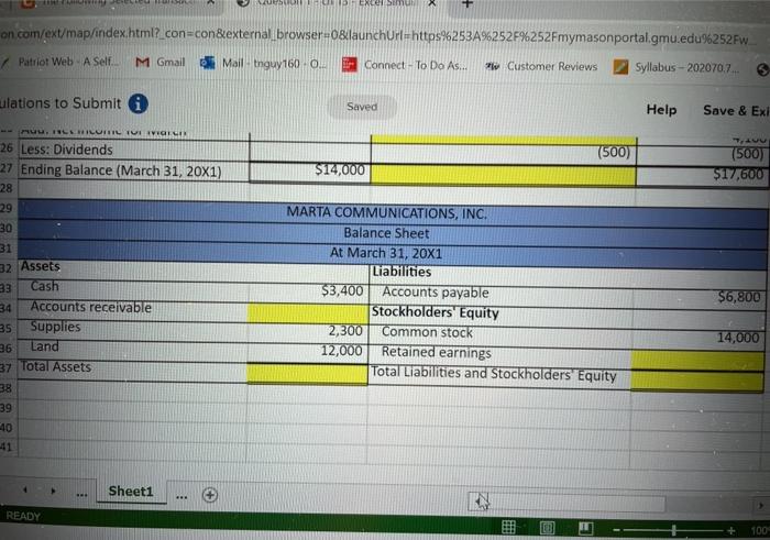 Saved Help Save & Exit Subm Relationships among Financial Statements using Excel's