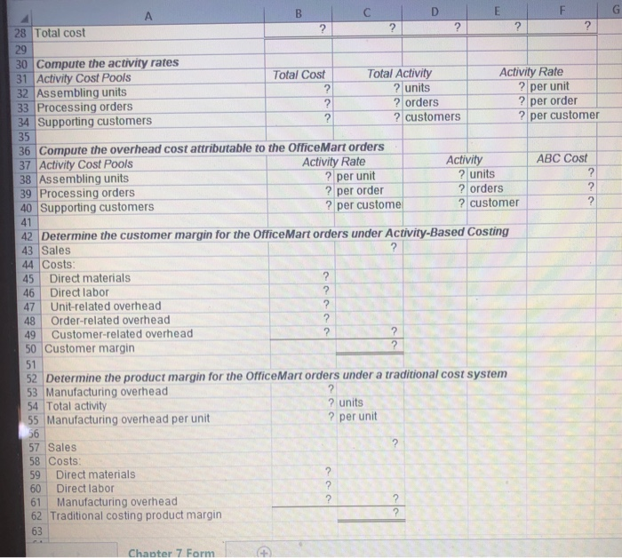 Applying Excel 2 3 Data 4 Manufacturing overhead 5 Selling and administrative