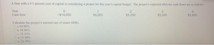 a project are reinvested at a the risk-free rate b. the WACC