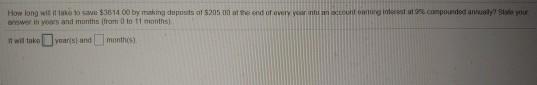  How long will it take to save $3614.00 by making deposits