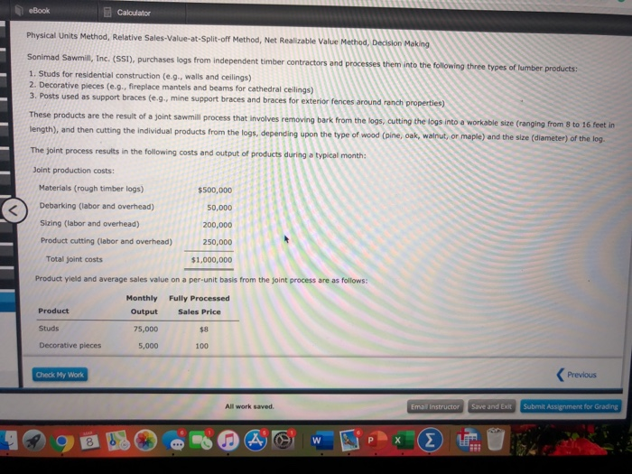  eBook Calculator Physical Units Method, Relative Sales-Value-at-Split-off Method, Net Realizable Value