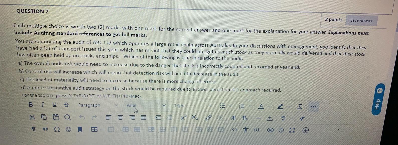 for the correct answer and one mark for the explanation for your