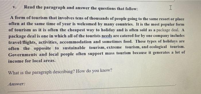 in this course, read each paragraph and 15 answer according to the