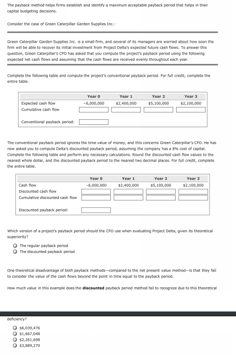  The payback method helps firms establish and identify a maximum acceptable