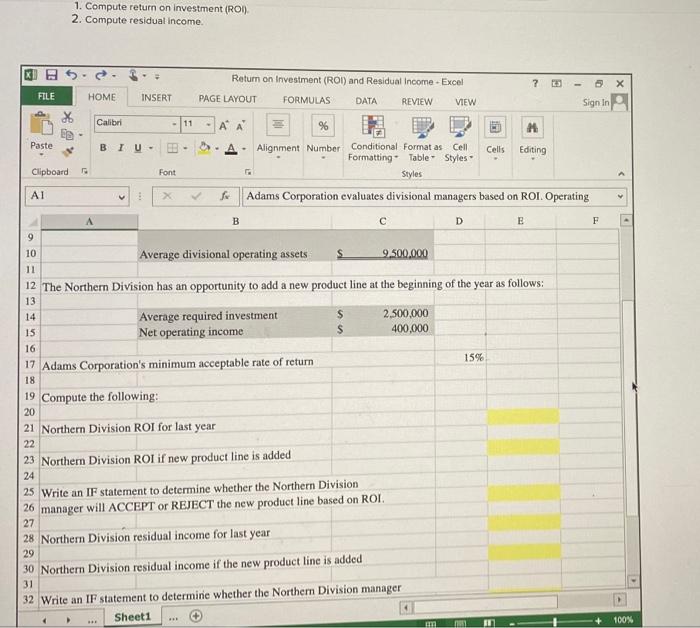 4 5 au 20 5. Return on Investment (ROI) and Residual Income