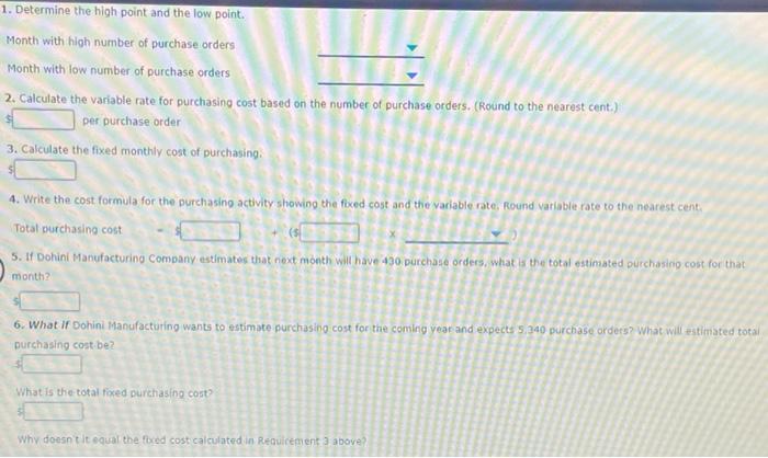 Company had the following 12 months of data on purchasing cost and