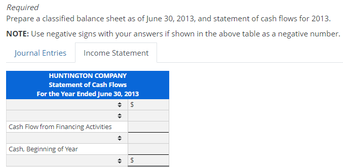 30, 2013: Cash flow provided by operating activities $56,700 Cash at June
