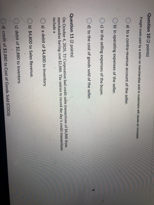 of Goods Sold account is used a) only when a cash sale