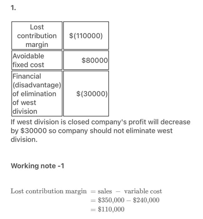 following revenues and expenses: East West Sales... $720,000 $350,000 370,000 240,000 Variable