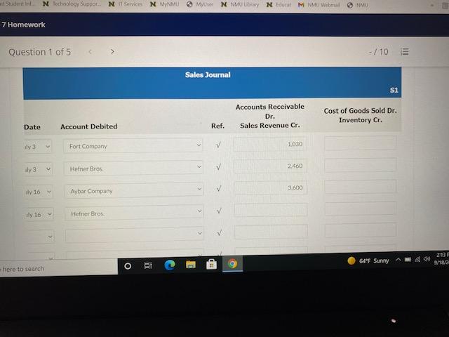 with this information, how do i fill out a sales journal? The