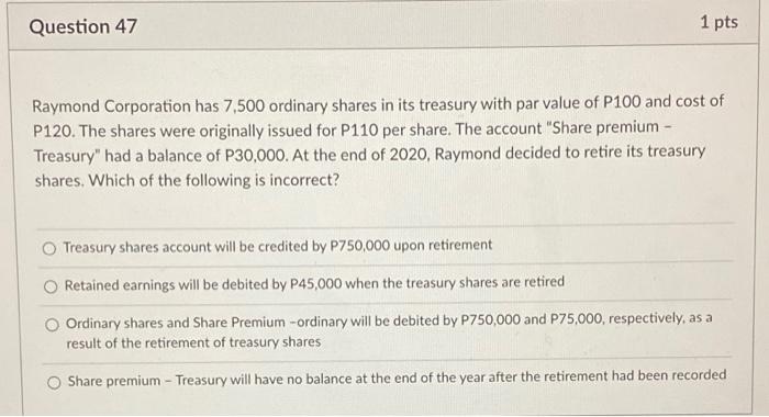 P50 per share and market value is P80 per share. The amount