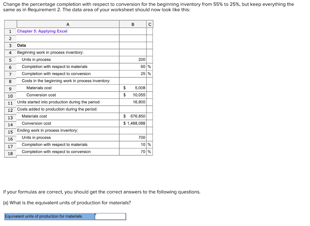 Change the percentage completion with respect to conversion for the beginning
