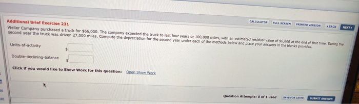  CALCULATOR FULL SCREEN PRINTER VERSION BACK NEXT Additional Brief Exercise 231