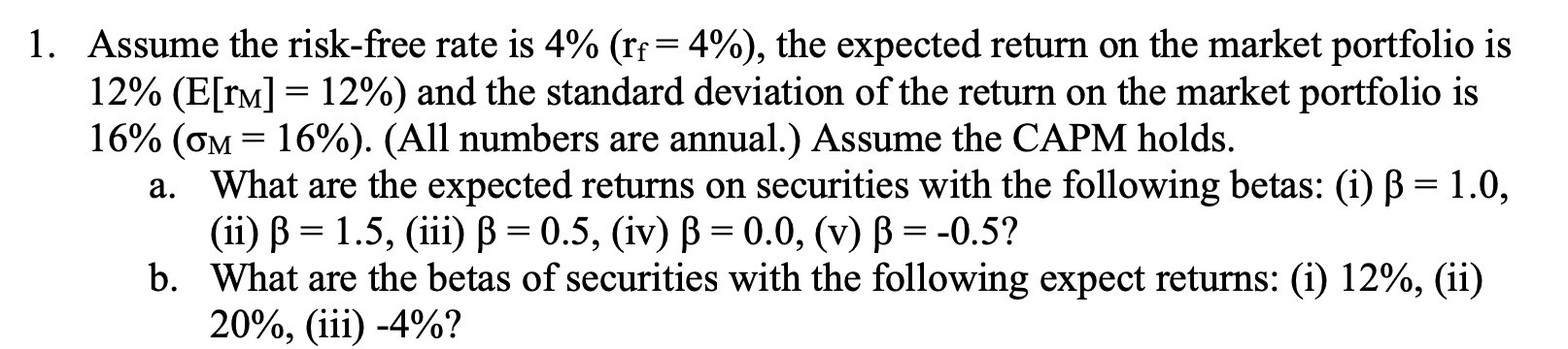 Please answer 1B and include work 1. Assume the risk-free rate is