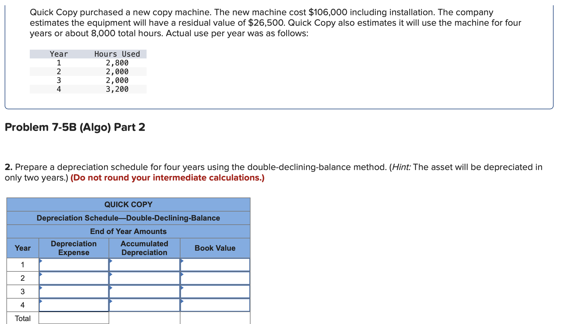  Quick Copy purchased a new copy machine. The new machine cost