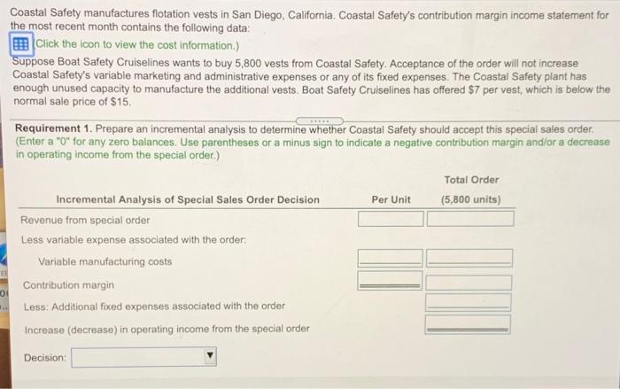 Safety Contribution Margin Income Statement (Variable Costing) For Sales Volume of 30,000