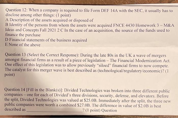  Question 12: When a company is required to file Form DEF