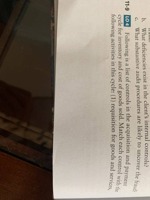  b. What deficiencies exist in the client's internal controls? c. What