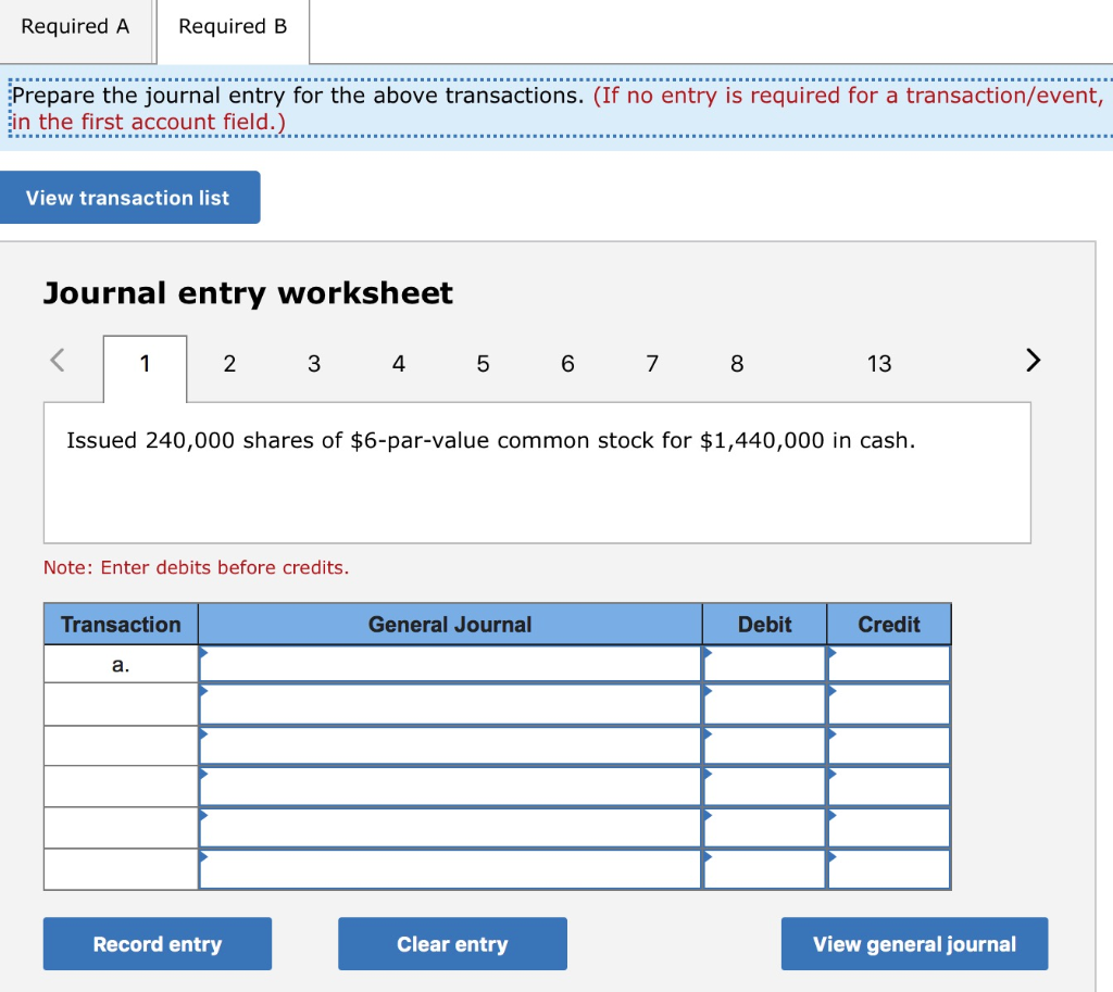 stock for $1,440,000 in cash. b. Borrowed $560,000 from Oglesby National Bank
