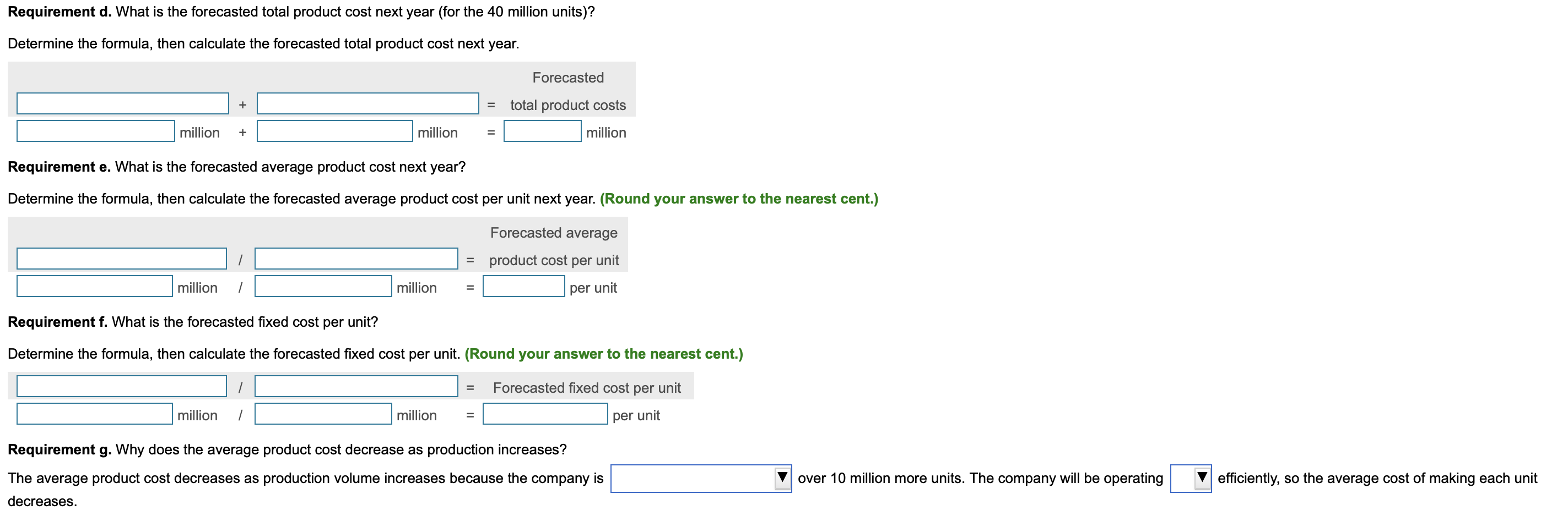 direct labour, and variable manufacturing overhead for every unit (12-pack of soda)