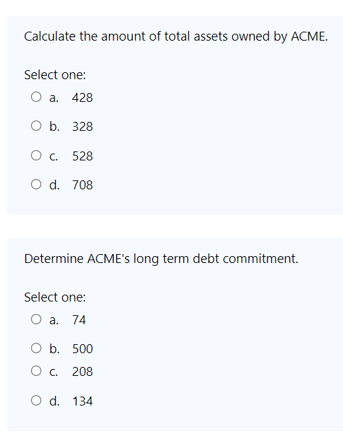 following data from ACME Engineering applies to the following five questions (Q