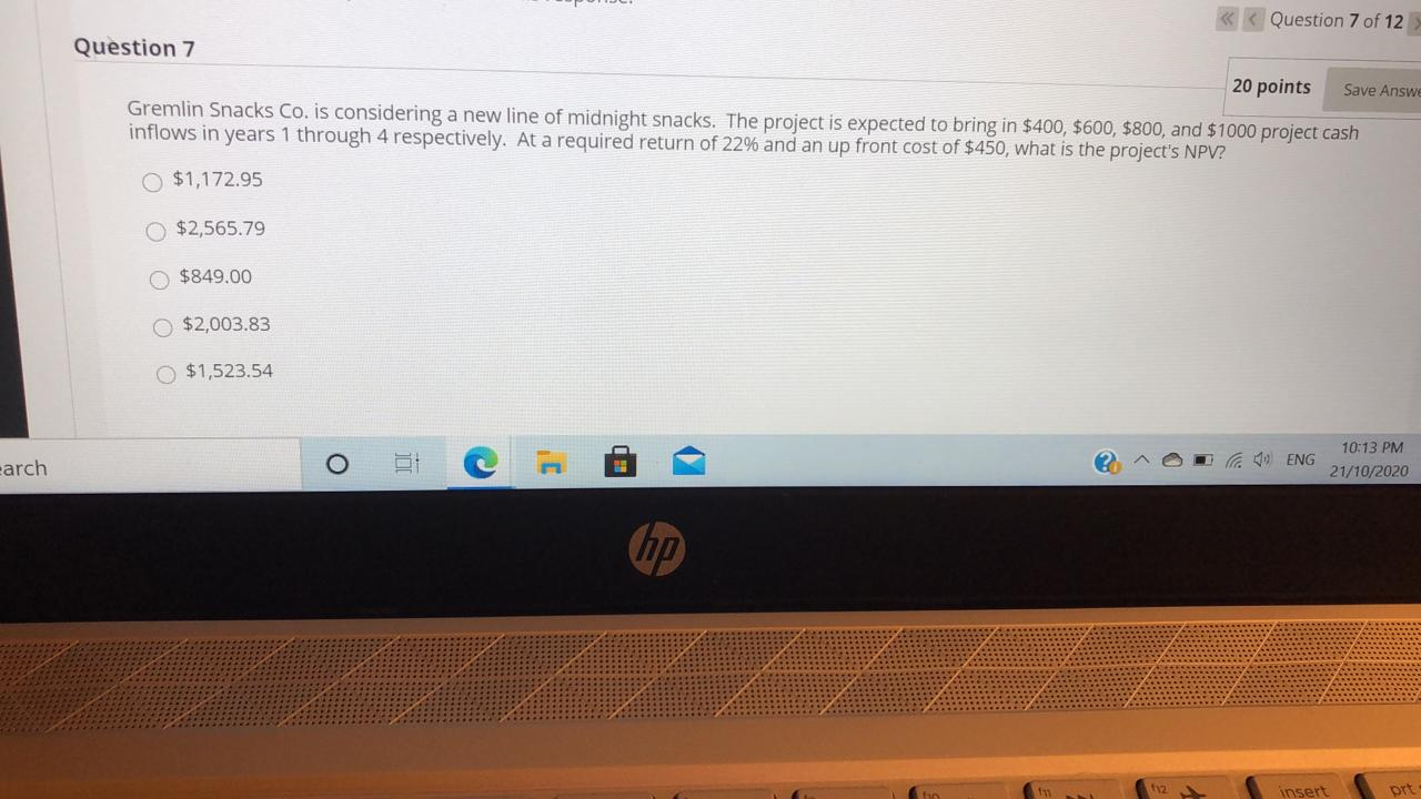 in a beefsteak shiitake mushroom project that will generate cash inflows of