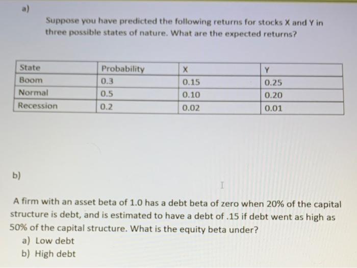 both need be answerd in details a) Suppose you have predicted the