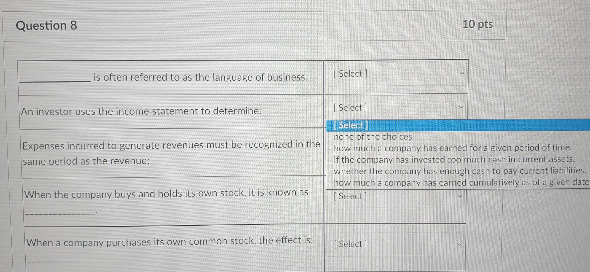 solution if applicable! (No need for explanations!) Thank you!! Question 8 10