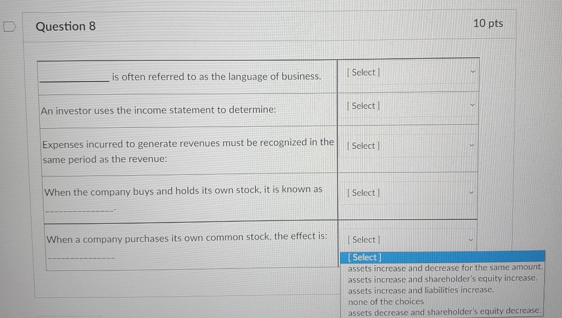 none of the choices Finance Accounting Expenses incurred to generate revenues must