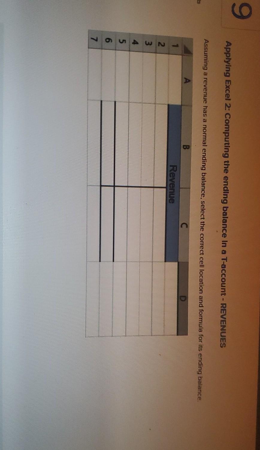 9 Applying Excel 2: Computing the ending balance in a T-account