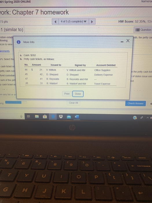 viewe ) Read the requirements LE Petty cash ticket no. 46 is